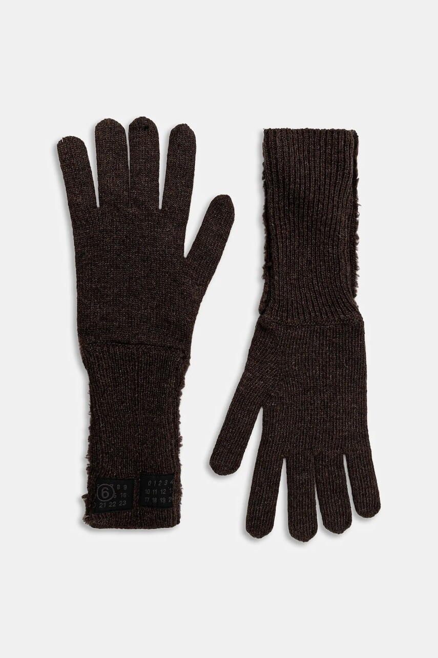Rukavice s prímesou vlny MM6 Maison Margiela hnedá farba, S62TS0078.M13198.144