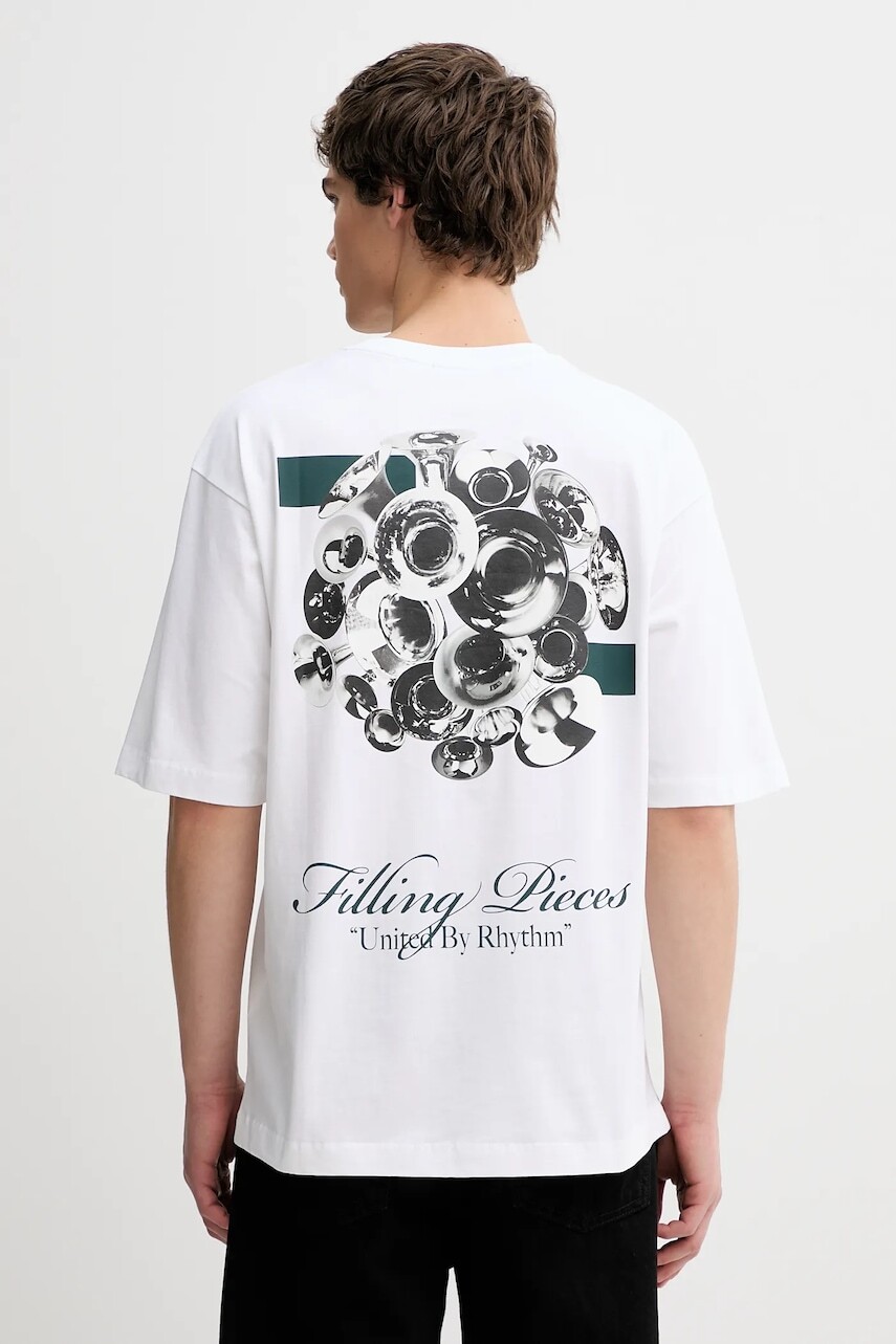 Bavlnené tričko Filling Pieces Boxy Bouquet pánske, biela farba, s potlačou, 422520501122