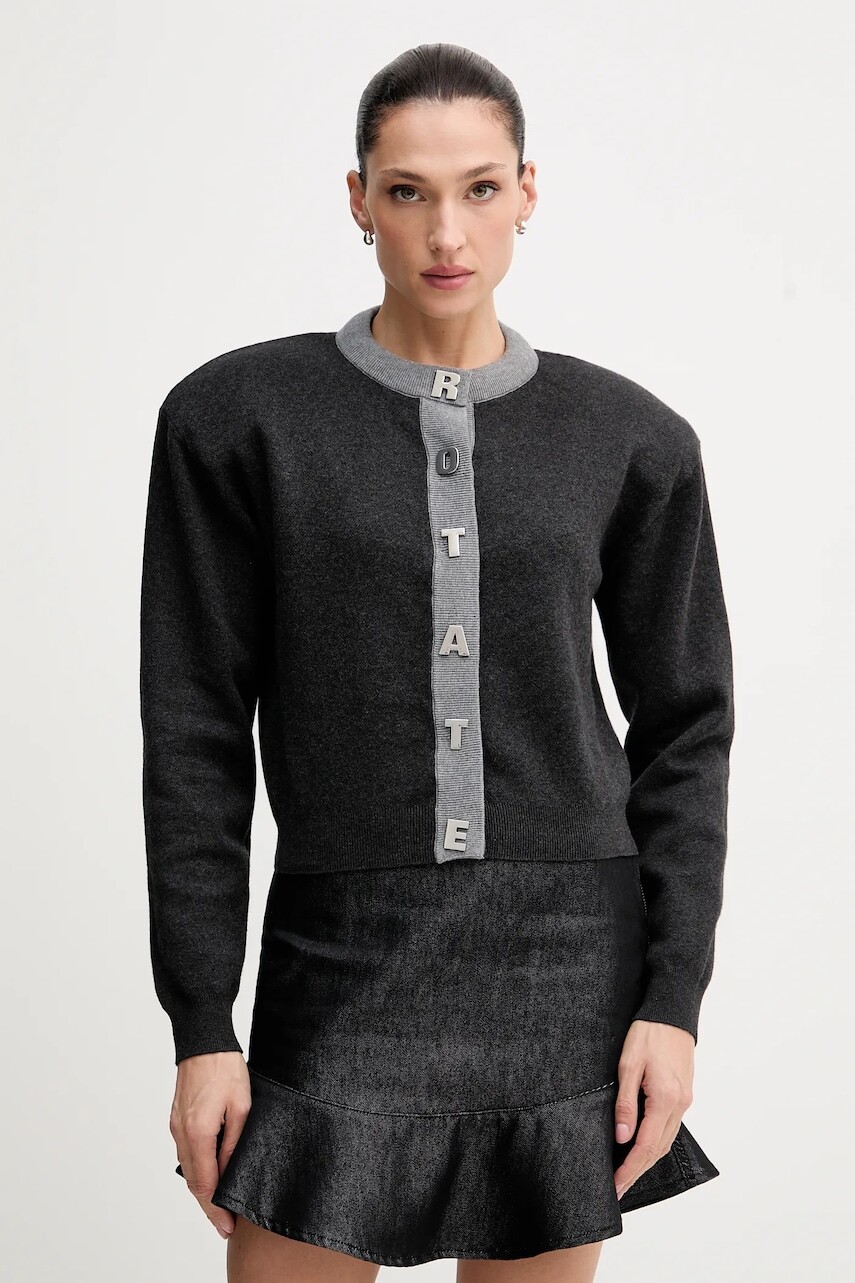 Kardigan s prímesou vlny Rotate šedá farba, ľahký, 1149033086