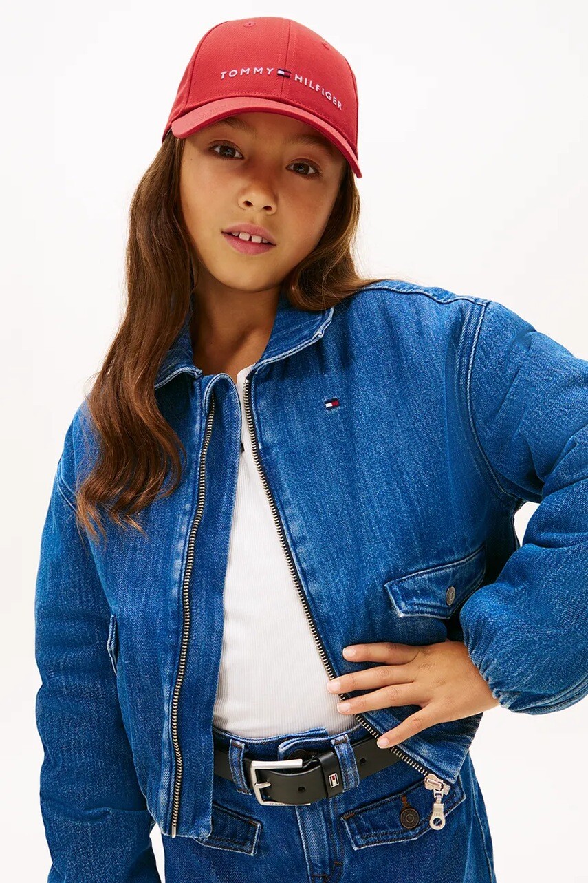 Bavlnená šiltovka Tommy Hilfiger červená farba, KA0KA00032