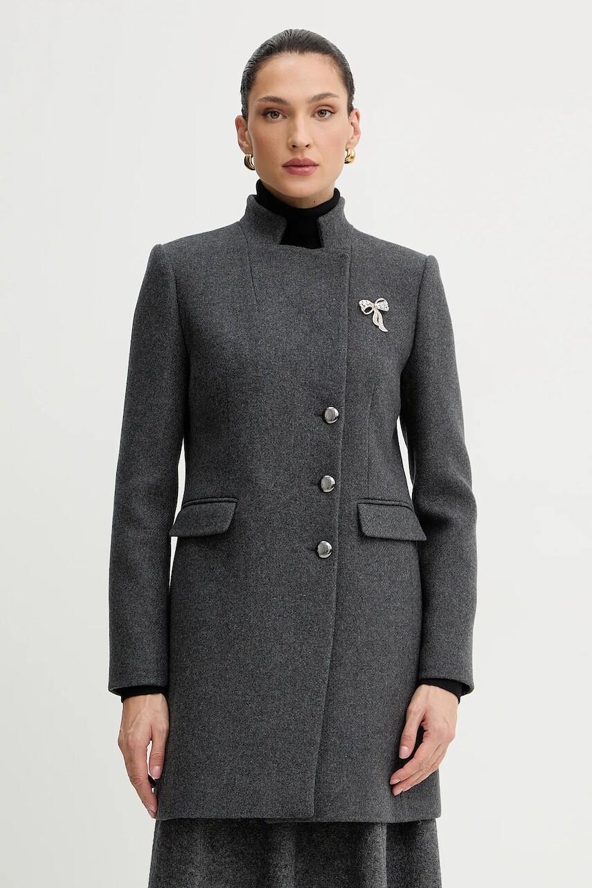 Kabát s prímesou vlny Morgan šedá farba, GBROCHE