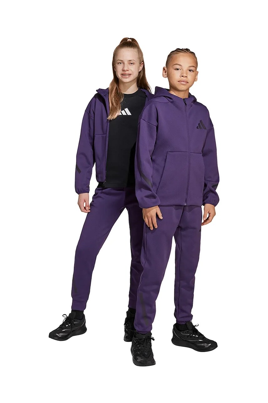 Detské tepláky adidas fialová farba, s potlačou, JW2429