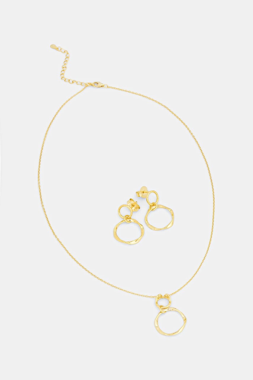 Náhrdelník a náušnice z pozláteného striebra Answear.LAB