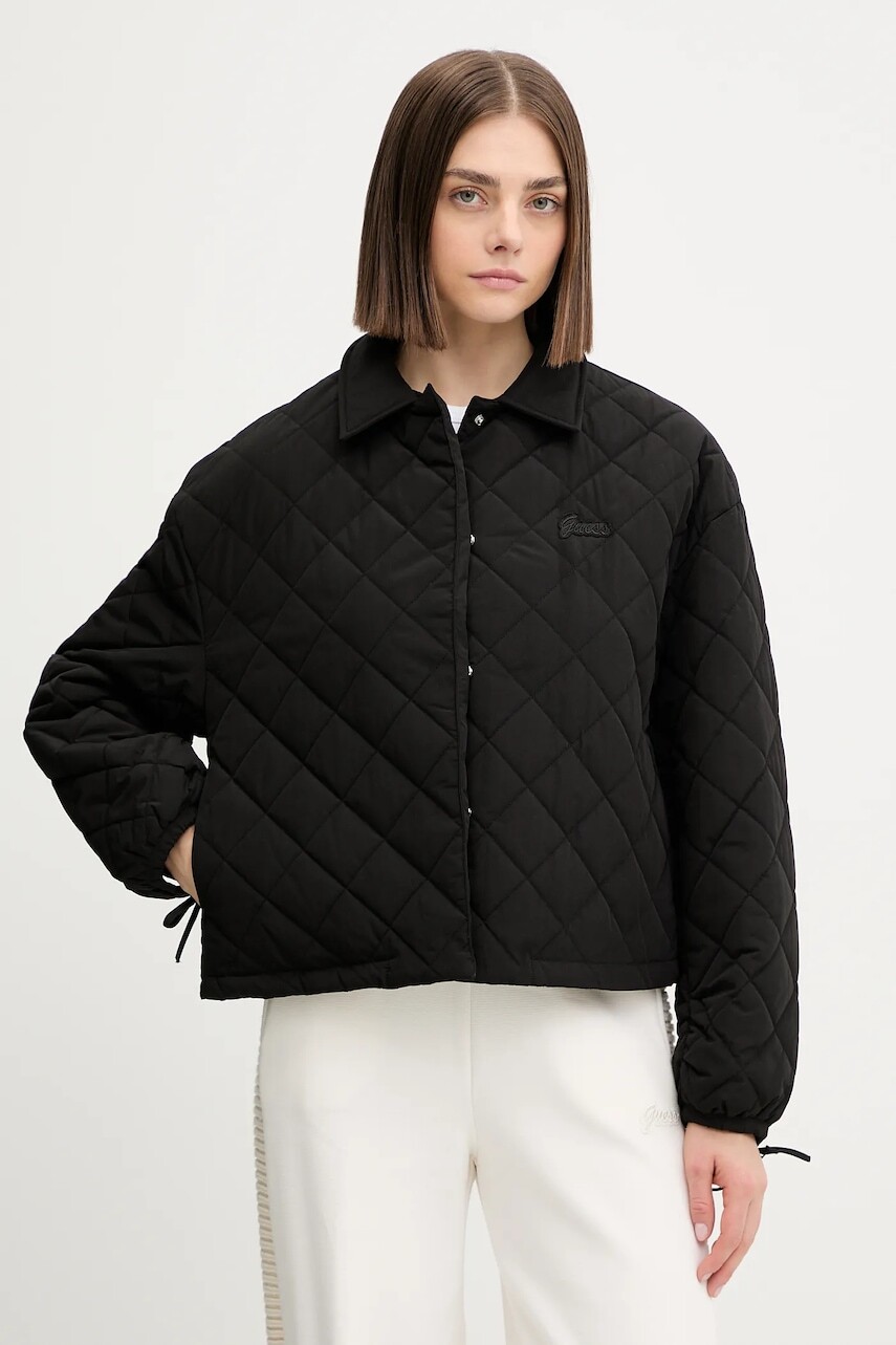 Bunda Guess BIANCA čierna farba, prechodná, V5YL13 WHE92