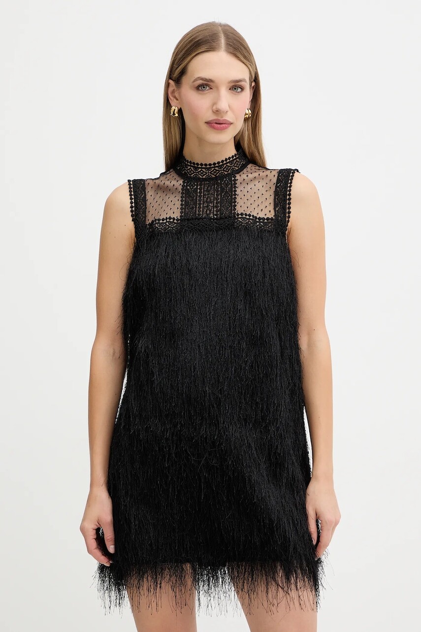 Šaty Twinset čierna farba, mini, rovný strih, 252TT2301