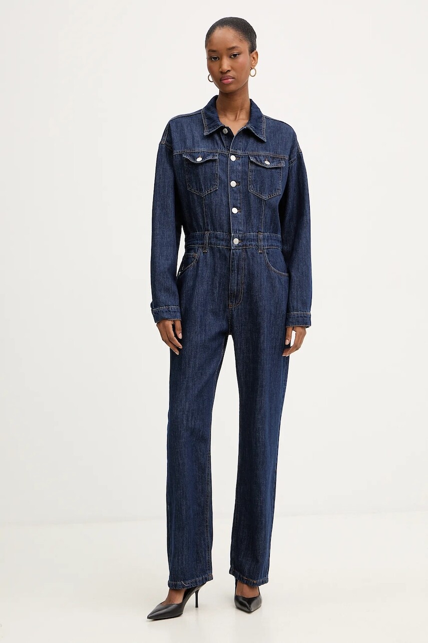 Rifľový overal Haveone modrá farba, bavlnené, s golierom, YGZ-P006