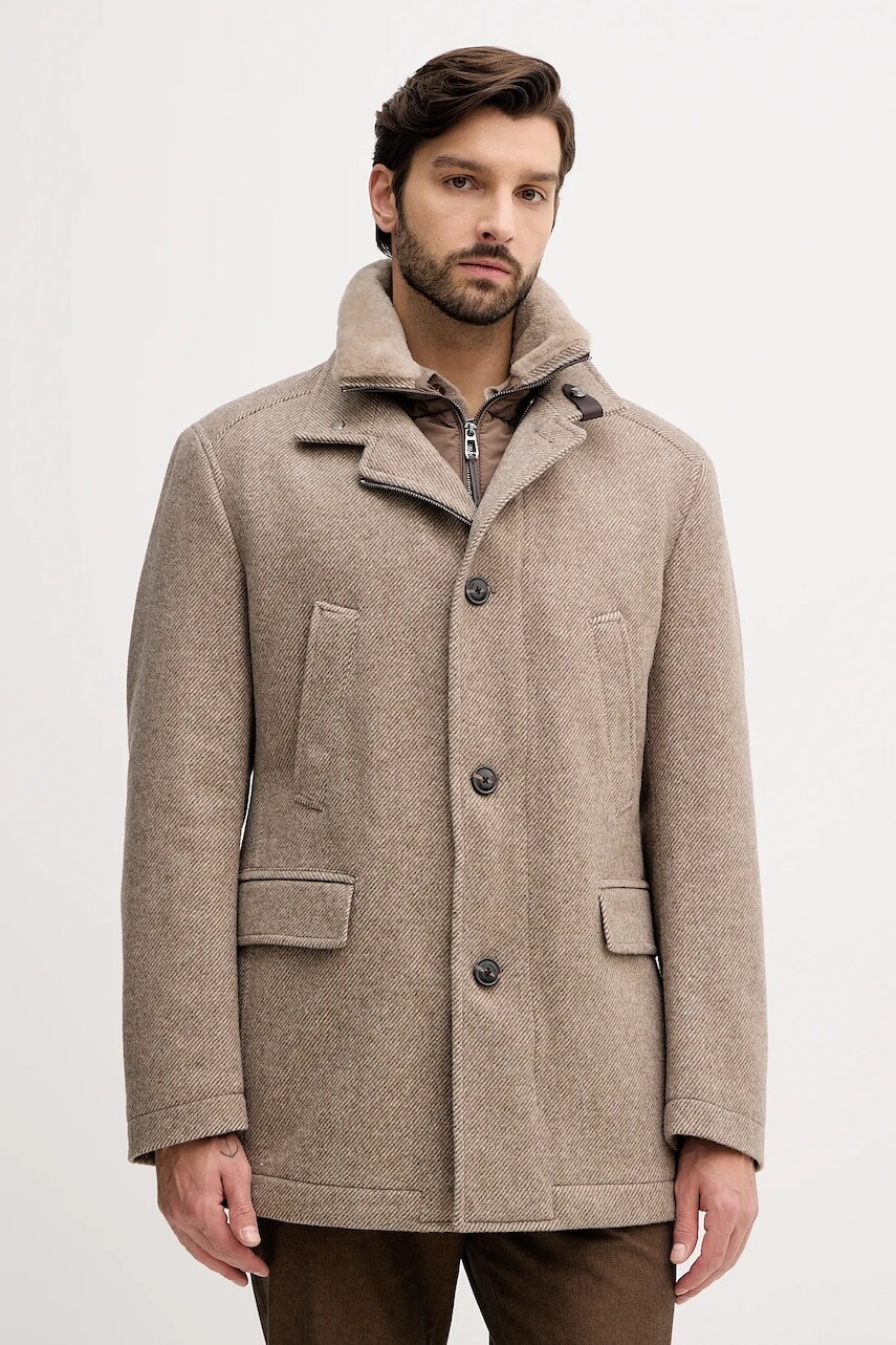 Kabát s prímesou vlny Joop! béžová farba, 30048637