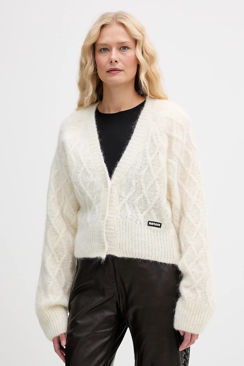 Kardigan s prímesou vlny Rotate béžová farba, 1154592344