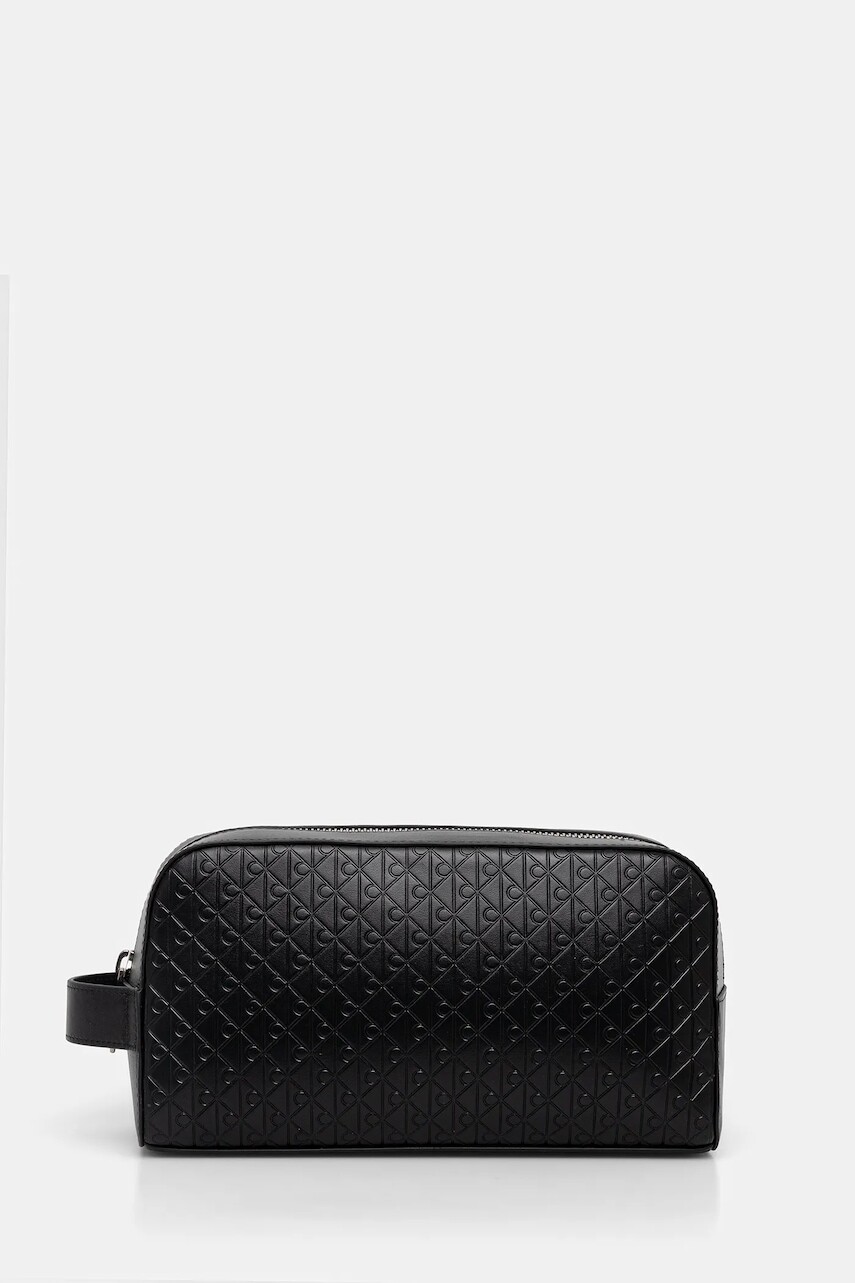 Kožená kozmetická taška Calvin Klein čierna farba, LV04D1146G