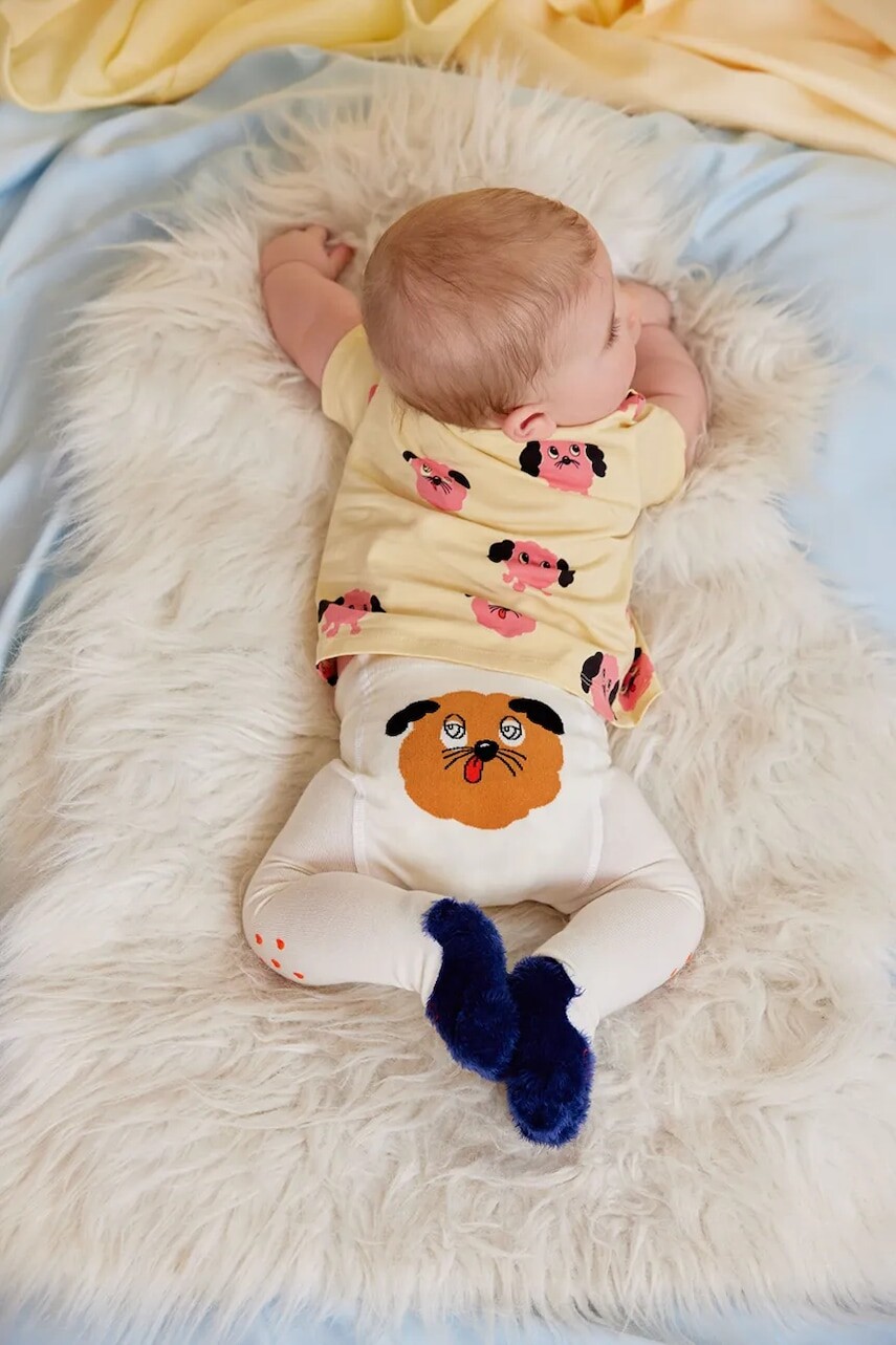 Pančuchy pre bábätká Mini Rodini Doggie biela farba, 26160117