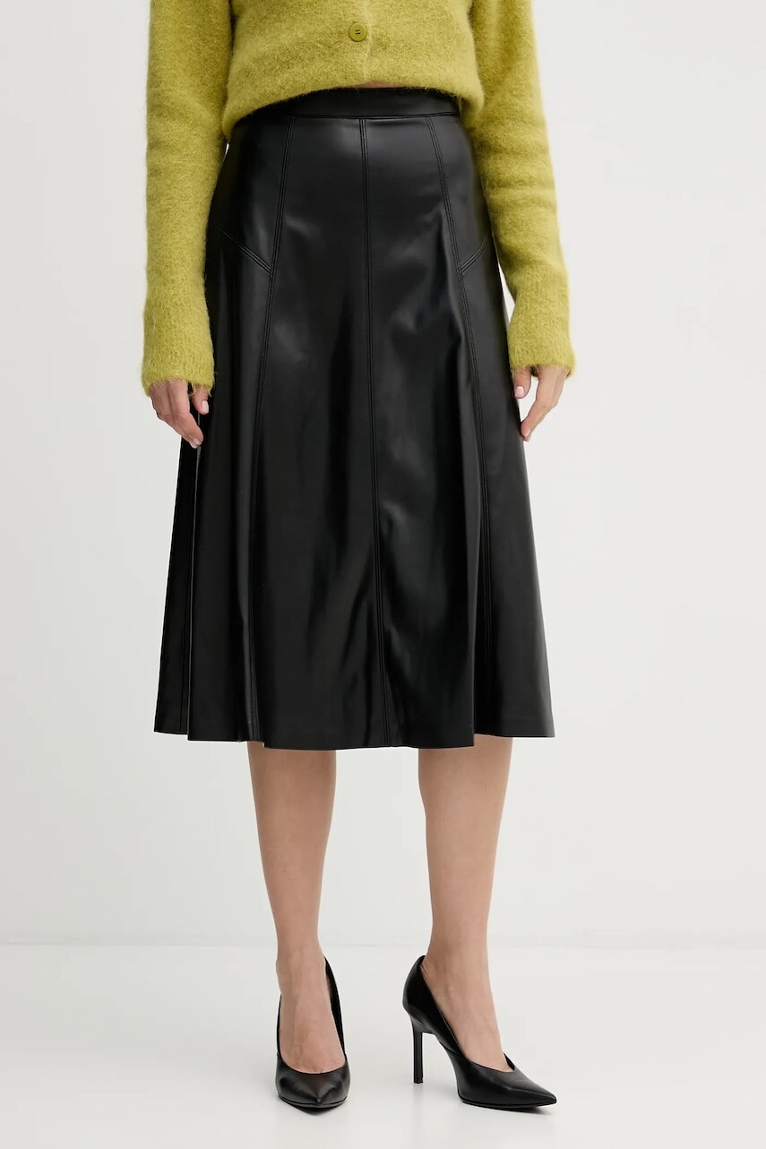 Sukňa United Colors of Benetton čierna farba, midi, áčkový strih, 4M3CD0059