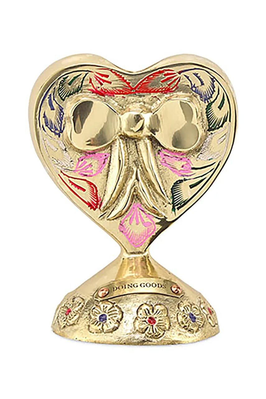 Dekoračný svietnik Doing Goods Bubbly Heart 10 x 8 x 6 cm žltá farba