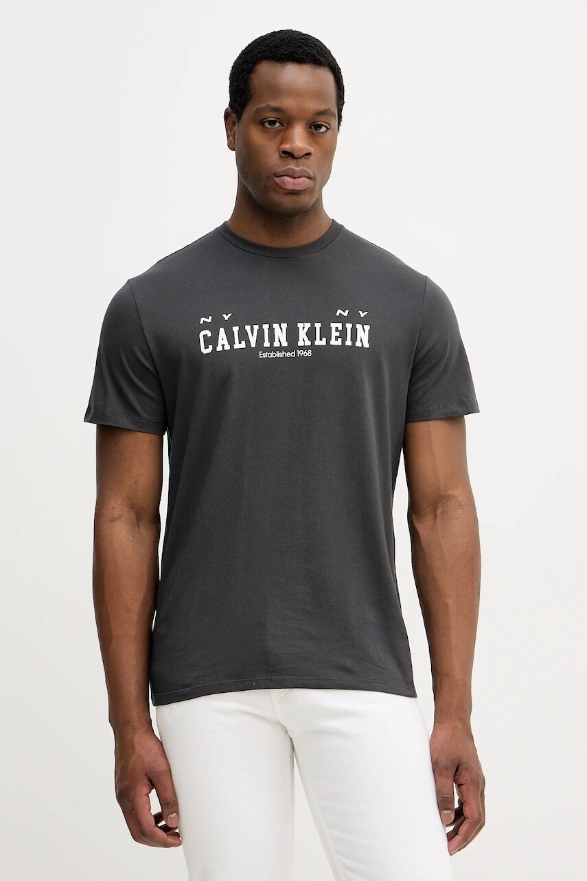 Bavlnené tričko Calvin Klein Jeans pánske, čierna farba, s potlačou, LV14RE817G
