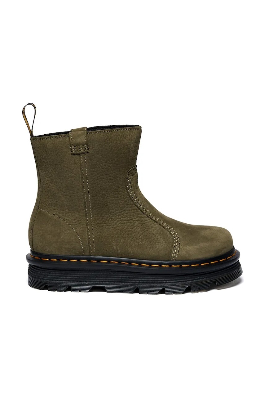 Nubuková členková obuv Dr. Martens ZebZag Rigger zelená farba, na platforme, DM42022300
