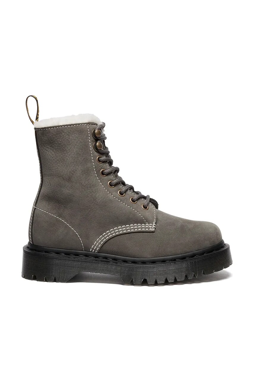 Kožené workery Dr. Martens 1460 Pascal Bex Fur Lined šedá farba, na platforme, DM41419020