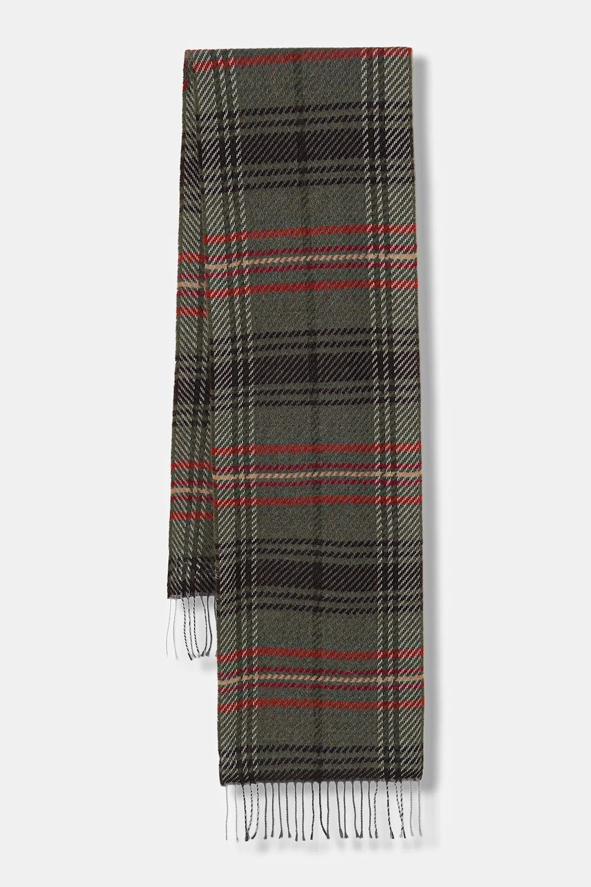 Šál s prímesou vlny United Colors of Benetton zelená farba, vzorovaný, 6E9FUU00Y