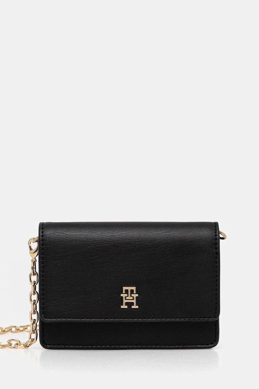 Peňaženka Tommy Hilfiger dámska, čierna farba, AW0AW18248