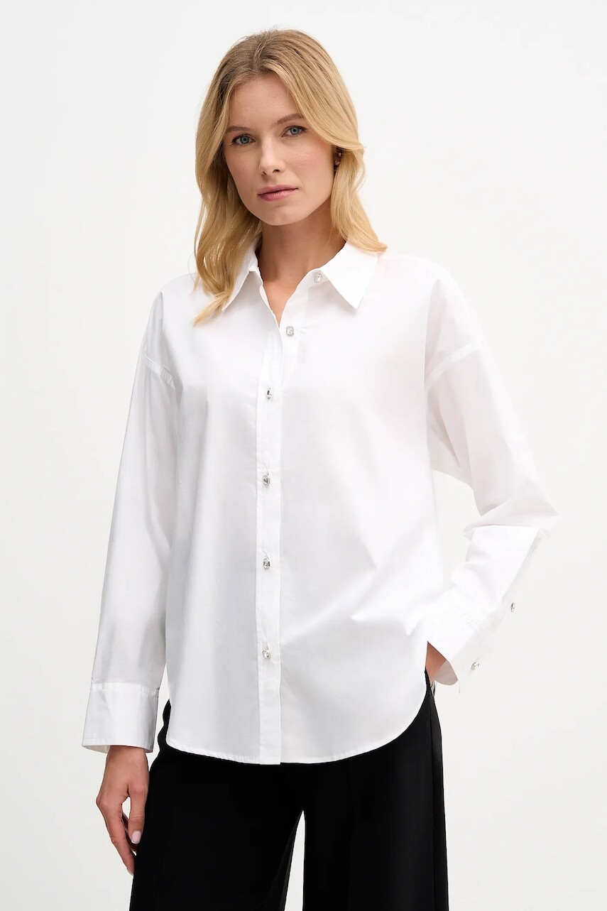 Bavlnená košeľa Dkny biela farba, regular, s klasickým golierom, DJ6W2171