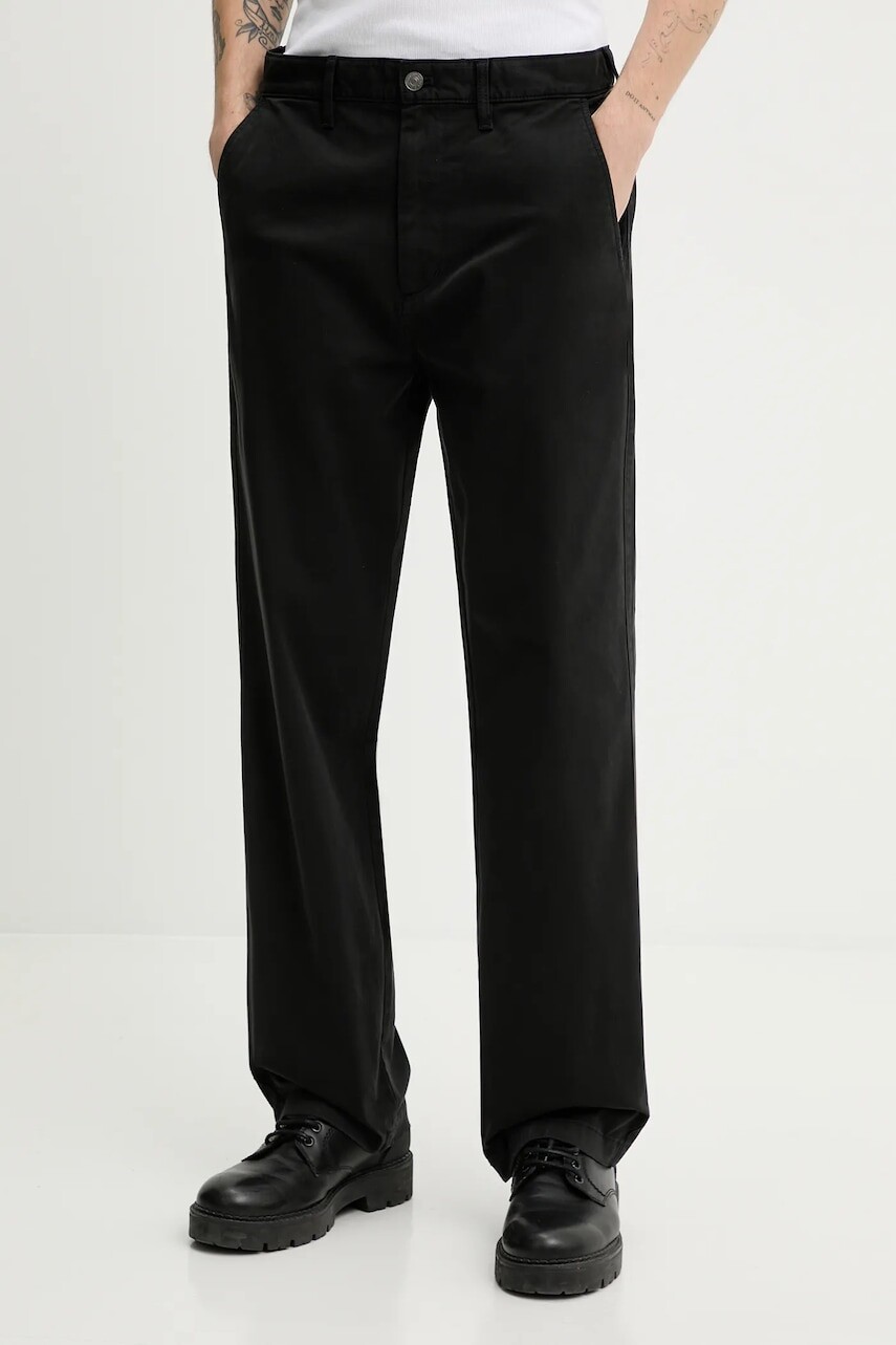 Nohavice Tommy Jeans čierna farba, rovný strih, DM0DM22649