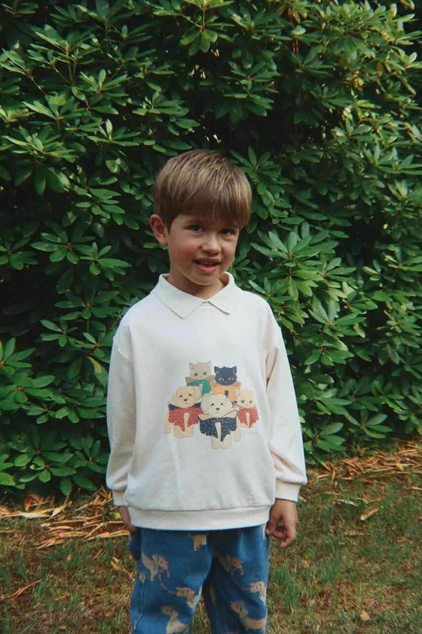 Detská bavlnená košeľa s dlhým rukávom Konges Sløjd SPOTTY LS POLO GOTS béžová farba, s potlačou, KS105184