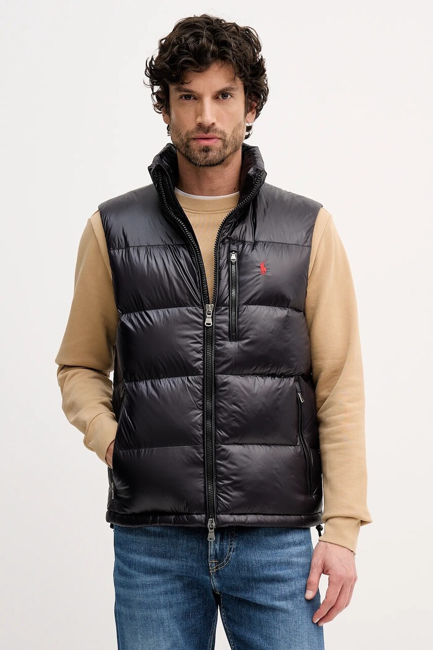 Páperová vesta Polo Ralph Lauren čierna farba, zimná, 710P06138