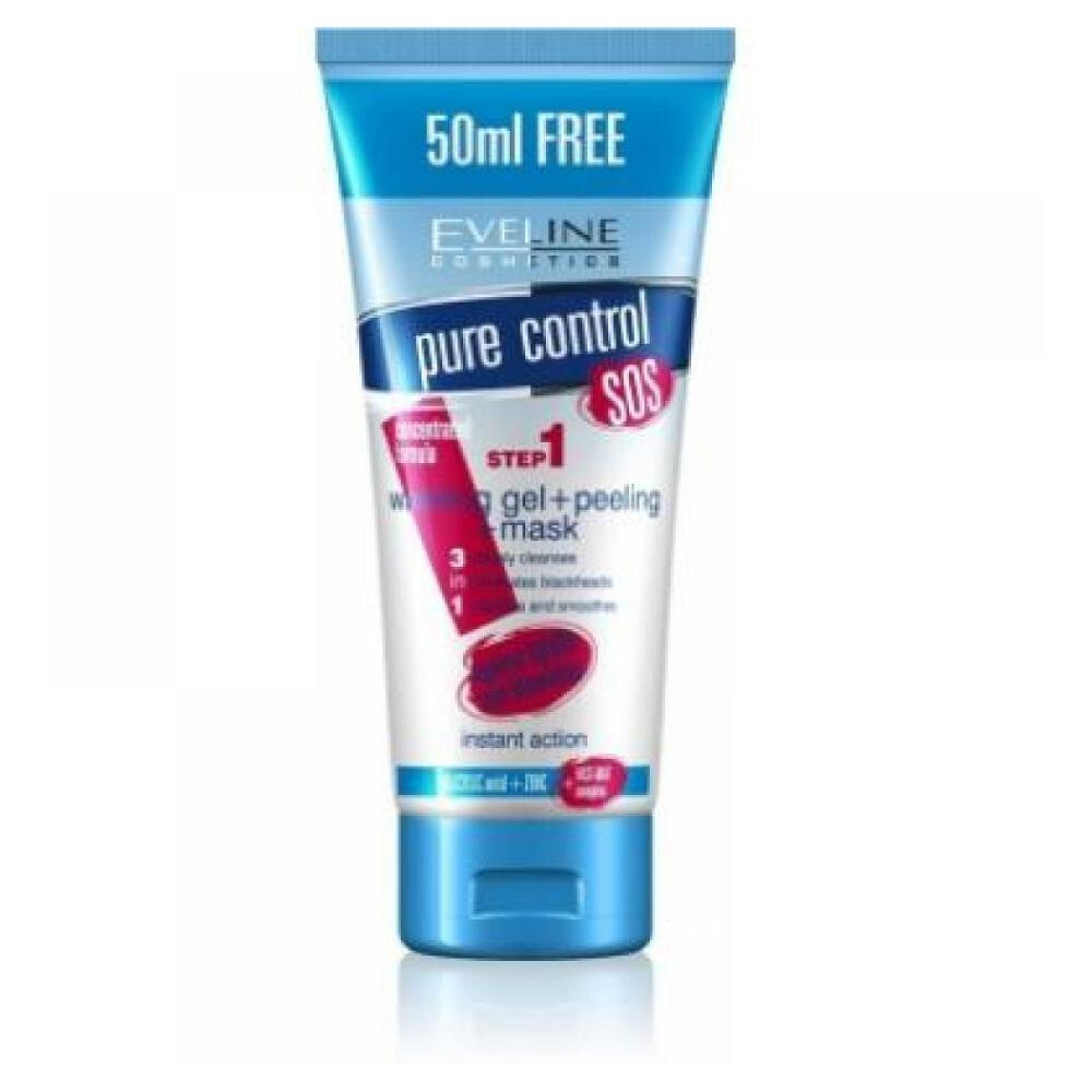 Eveline Pure Control - 3v1 (Umývací gél, peeling, maska​​) 200ml