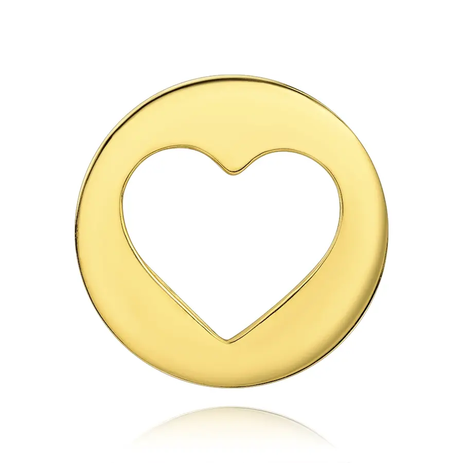 Zlatý prívesok 9K v tvare kruhu s výrezom srdca a líniou zirkónov