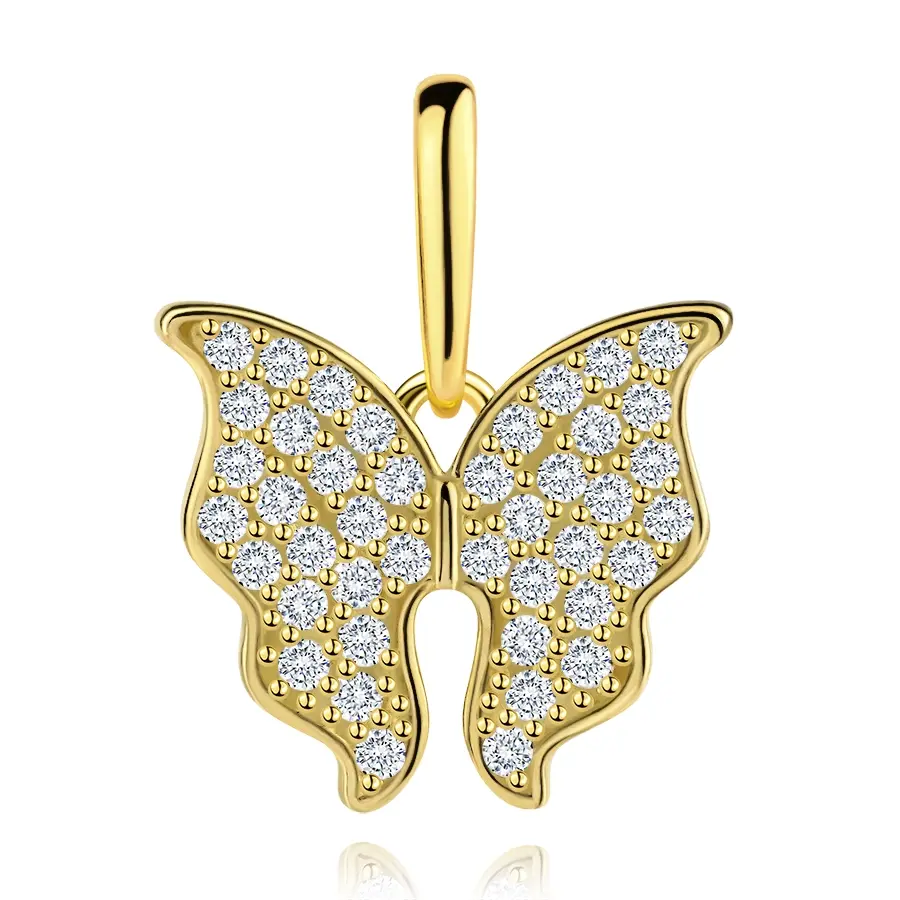 Zlatý prívesok 9K so siluetou motýľa a čírymi zirkónmi
