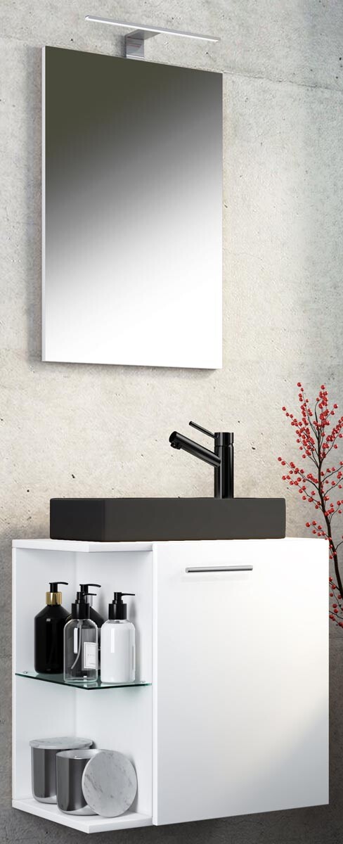 3-dielne umývadlo pre hostí Hausa BL so zrkadlom, biele