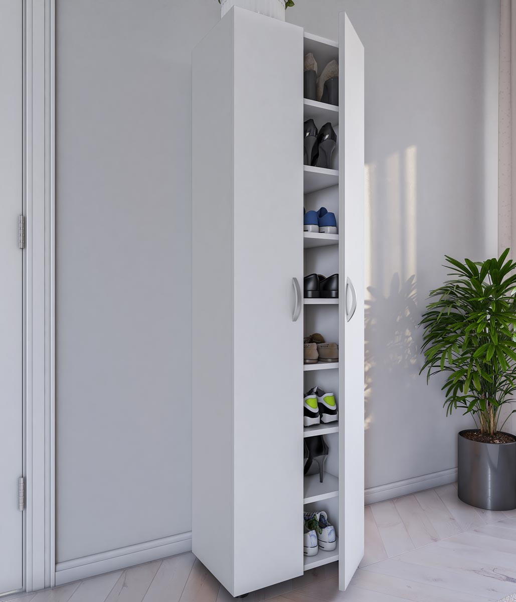 Stojan na topánky Ulas-XL 8 priehradiek, biely