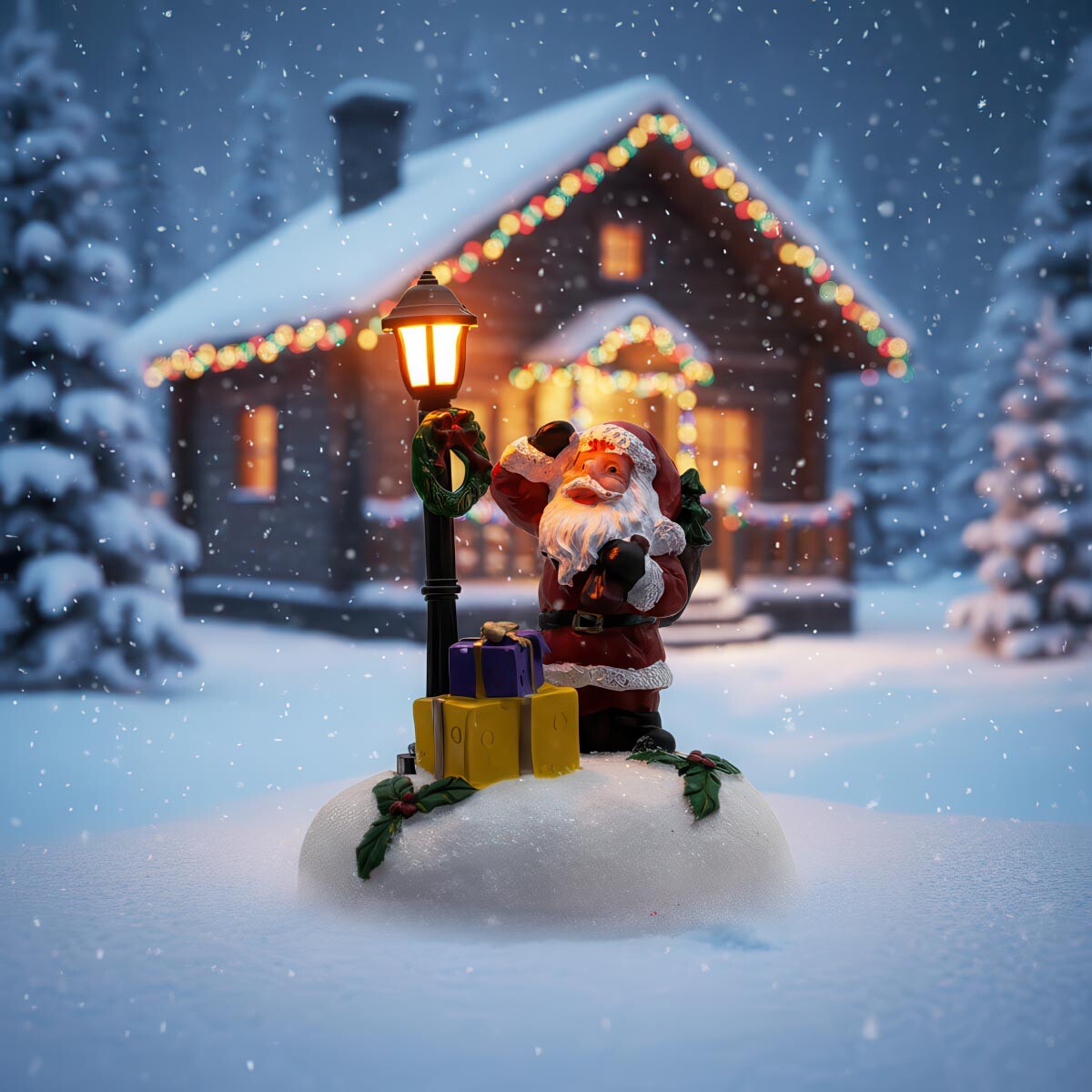 LED vianočná figúrka Santa, darčeky