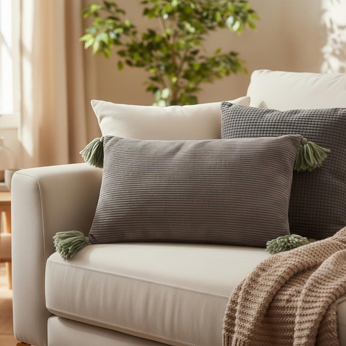 Dekoračný manšestrový vankúšik Jade, 30 x 50 cm, zelený