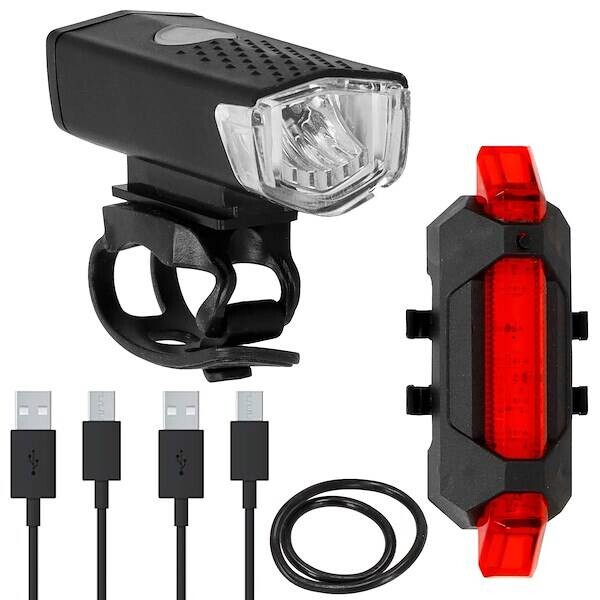 Sada svetiel na bicykel predné a zadné, 2 kusy, USB