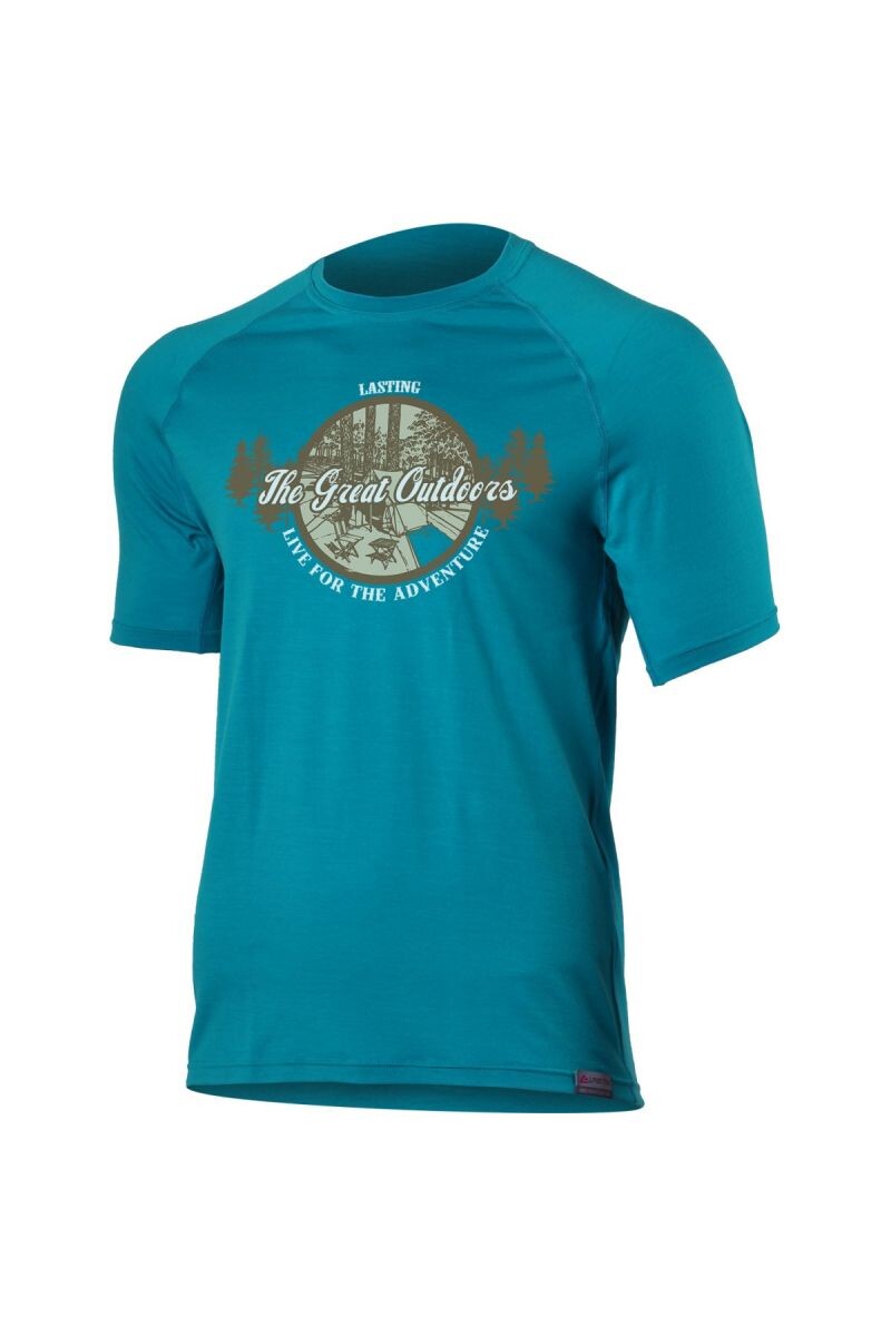 Lasting pánske merino tričko s tlačou LUCAS modré Veľkosť: XL 8595067806402