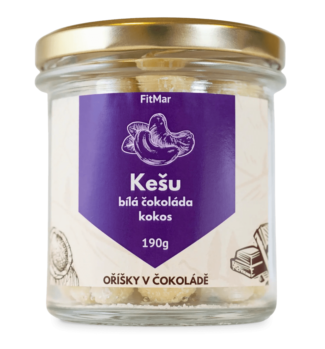 Kešu v bielej čokoláde a kokose