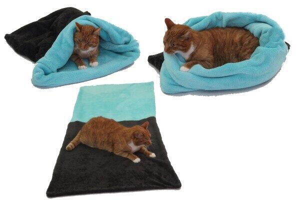 Marysa pelíšek 3v1 pro kočky, tmavě šedý/tyrkysový XL