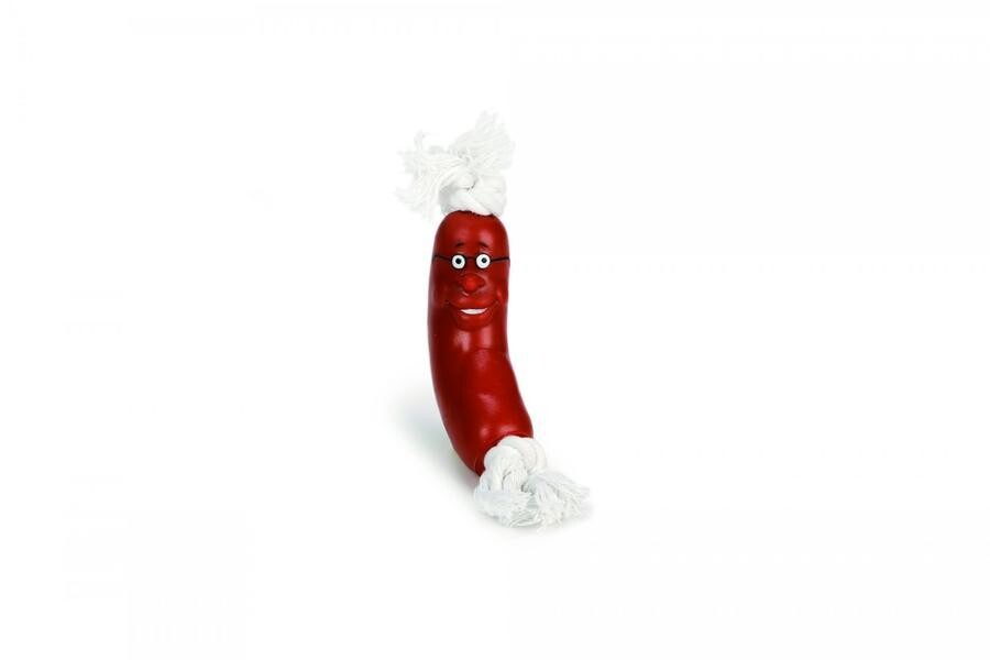 Beeztees Hračka lano s párkem pro psy 25cm