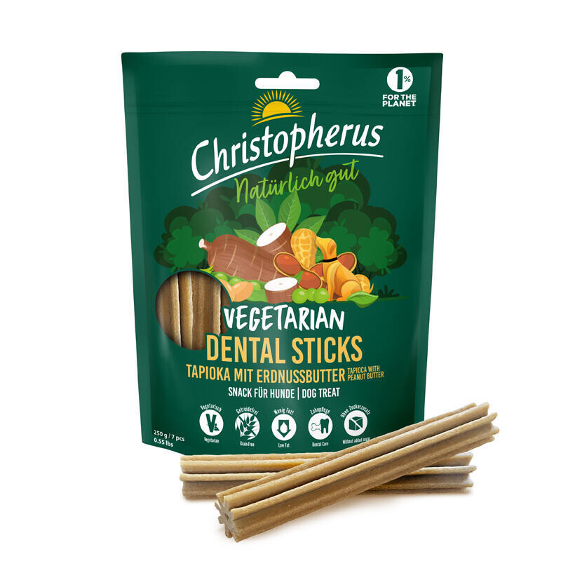 Christopherus Dog Dental Stick Vegetarian Tapioca with Peanut Butter 250 g