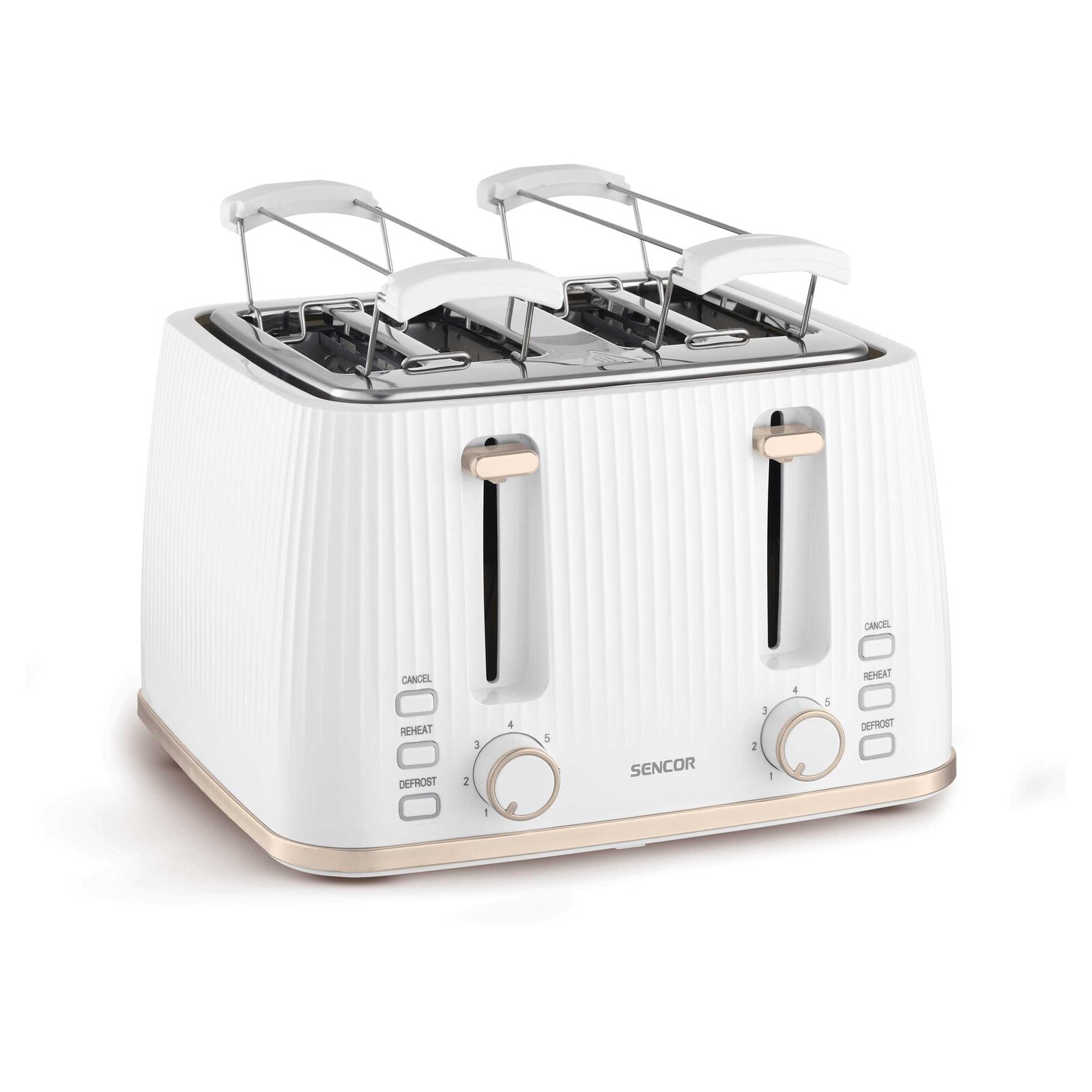 Sencor STS 7540WH Elektrický hriankovač 4 otvory na opekanie, 7 úrovní intenzity opekania, mriežky na opekanie, .