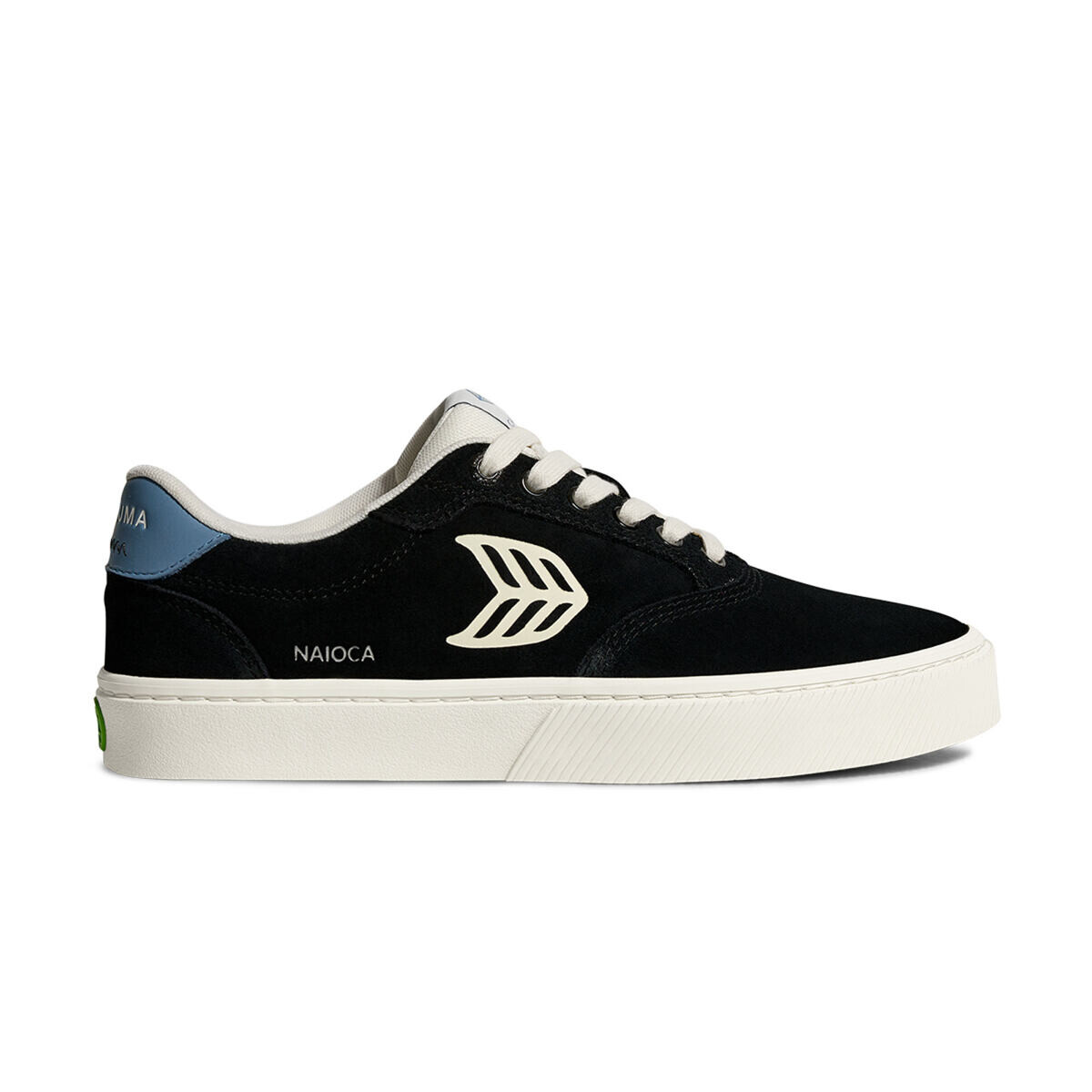 Pánské volnočasové boty Cariuma NAIOCA Black Suede Ivory Logo Washed Blue Sneaker