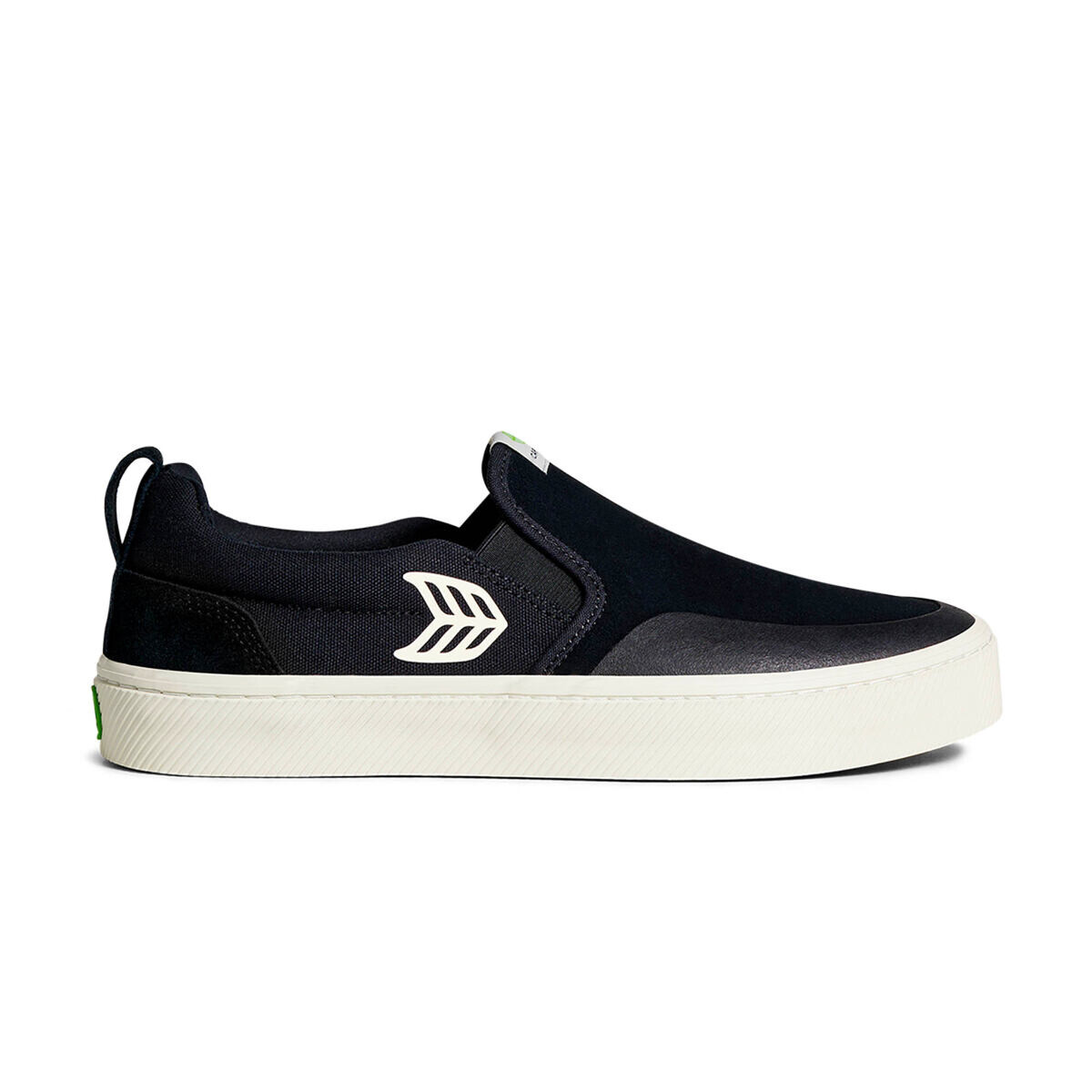 Dámské volnočasové boty Cariuma SLIP-ON PRO Black Suede and Canvas Ivory Logo Sneaker