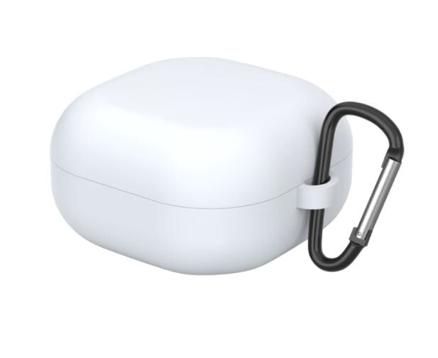 Silikónové puzdro pre Samsung Galaxy Buds 2, Live a Pro s karabínou - Biela