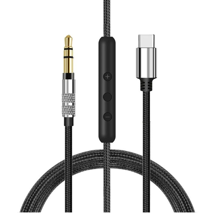 Audio kábel pre slúchadlá Sony MDR-100A, 100AAP, H600A, 100ABN, H900N, 1A a 1ADAC - Čierny, nylonový