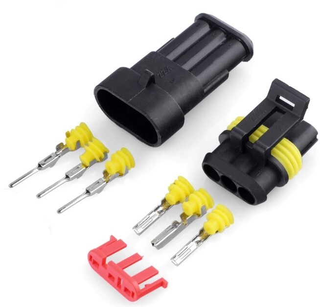 Auto konektor AC/DC, stavebnica, vodotesný, samec + samica - 3 piny