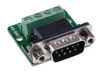 D-Sub DB9 samec s aretačnými závitmi RS232 adaptér na svorkovnicu