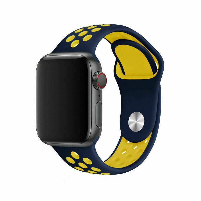 Športový remienok na Apple Watch - Darkblue Yellow Veľkosť: 38/40/41/42mm, Obvod: M-L (stredný až väčší obvod zápästia), Farba: Dark-blue-yellow