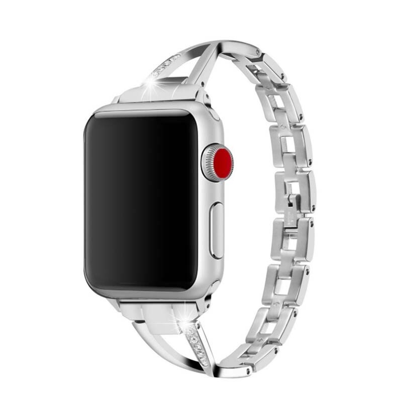 Štýlový remienok s kamienkami na Apple Watch - Strieborný Veľkosť: 38/40/41/42mm, Farba: Strieborná