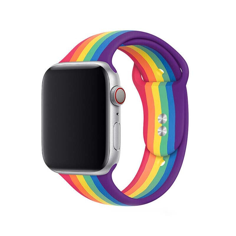 Marvelli - Jednofarebný remienok na Apple Watch - Dúhový Veľkosť: 42/44/45/46/49mm, Obvod: M-L (stredný až väčší obvod zápästia), Farba: Rainbow black