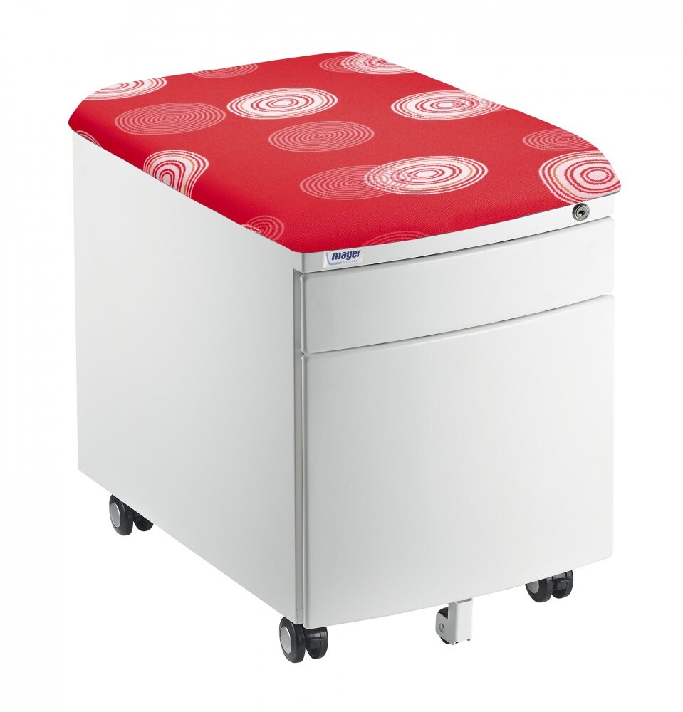 Pojazdný kontajner Mayer 32W8 26 091 — biely, červené čalúnenie