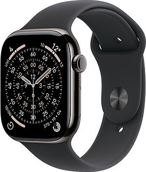 Apple Watch Series 11 Cellular 42 mm Bridlicový sivý titán s čiernym športovým remienkom – M/L